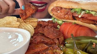 Asmr eating Sosis Bandari street food sandwich with sausage موکبانگ سوسیس بندری [upl. by Attegroeg528]