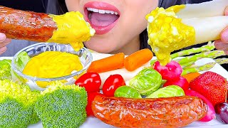 Asmr Mukbang  Sausage amp Veggies DIPPED in Cottage Cheese Mustard Sauce  Eating Sounds  ASMR Phan [upl. by Bethel313]