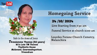 Thresiamma Thomas funeral service on 24102024 [upl. by Natalee]