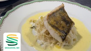 Snoekbaars met zuurkool en kruidnagel beurre blanc Topchef recept [upl. by Shannon]