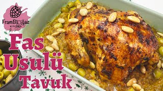 Fas Usulü Tüm Tavuk  Fasın Meşhur Zeytin ve Badem Soslu Tavuğu Moroccan Chicken Framboğaz Mutfak [upl. by Dorree]