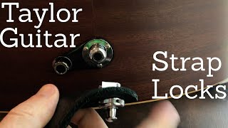 How To Install Strap Locks on Taylor Acoustic Guitars GS Mini Academy 12e ESb AcoustiLok 3pin [upl. by Nellir]