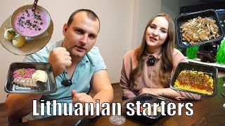 Lithuanian food part 1  Tasting traditional snacks and soups [upl. by Nwahsek]