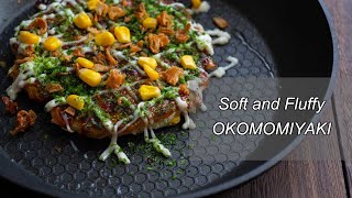 Vegetarian Okonomiyaki recipe  soft and fluffy  Japanese street food you can make [upl. by Kalie766]