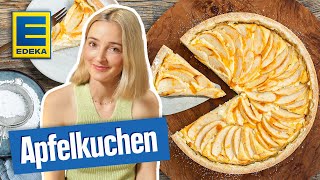 Apfelkuchen mit Quark  Einfaches Kuchenrezept mit Puderzucker [upl. by Chester]