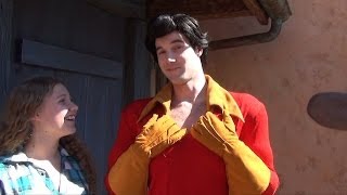 Gaston Meet and Greet Near Gastons Tavern in New Fantasyland Magic Kingdom at Walt Disney World [upl. by Borrell]