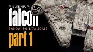 PART 1  MILLENNIUM FALCON Bandai PG 172 Scale Build [upl. by Anaher]