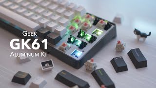 Geek GK61 Aluminum Kit Unboxing amp Typing Sounds Holy Panda Switches GMK Oblivion Keycap Set [upl. by Elwin]