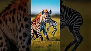 Zebra vs Hyena fight zebra hyena fighting animals animallover shorts [upl. by Ocicnarf]