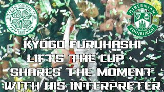 Celtic 2  Hibs 1  Kyogo Furuhashi  古橋 亨梧  Lifts Cup amp Shares Moment With Interpreter 191221 [upl. by Animas544]