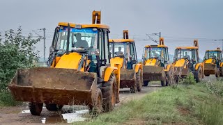 5 JCB 3DX machines go together to plug broken pond in my village  Jcb vs jcb [upl. by Vidovik259]