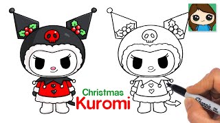 How to Draw Kuromi Christmas ❄️ Winter Holiday Sanrio [upl. by Vladamar]