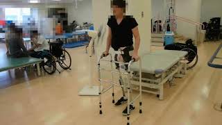 Reciprocating gait of a patient with bilateral hip disarticulation [upl. by Luz]