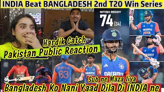 INDIA Beat BANGLADESH 2nd T20 Pakistan Reaction Nitish ReddyRinkuHardik Sub ne Dhoya BAN Ko😱 [upl. by Nealah]