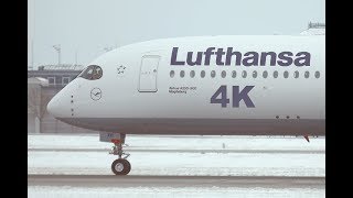 4K Planespotting at Munich Airport MUC Takeoffs Landings amp Taxis in SNOW 2018 [upl. by Eissert]