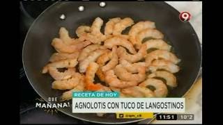 Receta de hoy Agnolotis con tuco de langostinos [upl. by Ahsinor405]