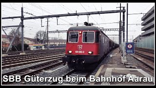 Langsame Güterzugdurchfahrt beim Bahnhof Aarau Kanton Aargau Schweiz 2021 [upl. by Devehcoy21]