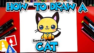 How To Draw A Cartoon Siamese Cat [upl. by Enylekcaj]