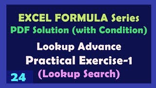 Lookup Advance Search Formula  Practice Exercise 1  Excel Formula PDF Solution series  Part 24 [upl. by Plumbo722]