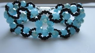 Blue Eyes Beaded Bracelet with 6mm round amp SB Tutorial Синие Глаза Как сделать браслет [upl. by Manton]