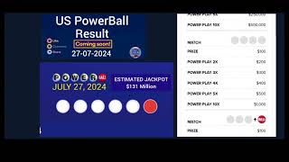 Us Powerball drawing for July 27 2024  powerball live draw results [upl. by Arron]