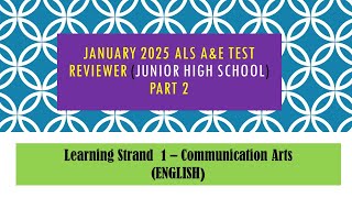 Video 227  2025 ALS Reviewer for January 2025 AampE LS 1 English Part 2 [upl. by Occer671]