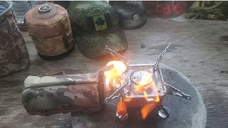 New butane stove breakfast a cold one castironwednesday [upl. by Einej750]