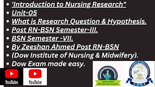 Research Question amp HypothesisHow to Create a Research QuestionampHypothesisIntroduction NursingDow [upl. by Ebby]