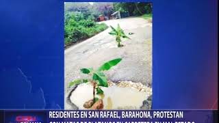 En San Rafael de Barahona protestan por carretera en mal estado [upl. by Aztirak]