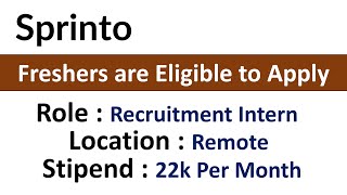 Sprinto Hiring Recruitment Intern  Freshers are Eligible to Apply [upl. by Coward]