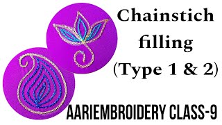 Aari chain filling Aari threadwotk designs  Aari class 9 [upl. by Revert]