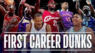 NBA Stars First Career Dunk Michael Jordan Kobe Bryant Vince Carter LeBron James [upl. by Odracir]