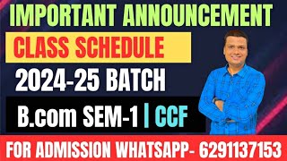 Announcement Semester 1 CCF New Batch 2024 25  Calcutta University [upl. by Danya]