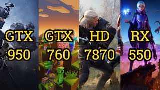 GTX 950 vs GTX 760 vs HD7870 vs RX 550  6 GAMES in 2021 [upl. by Aphrodite340]