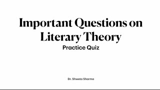 Literary Criticism Quiz  NET SET JRF  Dr Shweta Sharma [upl. by Soluk464]