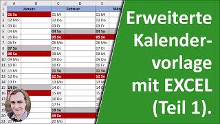 Erweiterte Kalendervorlage in Excel Teil 1 [upl. by Llemar]