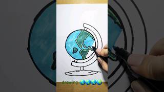 Globe Drawing For Kids  How to Draw a Globe shorts drawing [upl. by Alfeus]