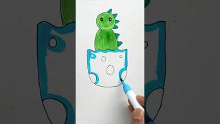 Cute Dinosaur 😱🦕🦖 drawing art shorts ytshorts diy painting [upl. by Aitital730]