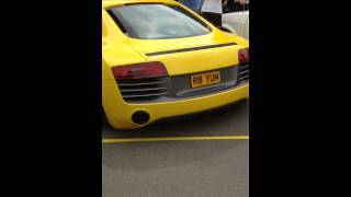 Audi R8 v10 sound fitted uk vwAudi show 2014 [upl. by Yelserp]