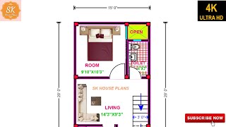 LATEST HOUSE PLAN 15 X 28  420 SQFT  47 SQYDS  39 SQM  47 GAJ  WITH INTERIOR [upl. by Carmena]