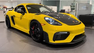 2024 Porsche 718 Cayman GT4 RS in Racing Yellow w Black RaceTex interior and Arctic Grey Stitching [upl. by Lindly]