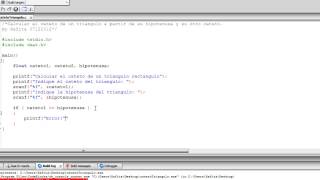 Programa Lenguaje C  Calcular el cateto de un triangulo rectangulo [upl. by Kinimod]