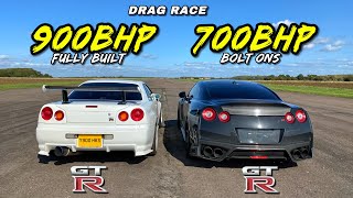 NISSAN GTR EVOLUTION 900HP R34 GTR vs 700HP R35 GTR [upl. by Ainer]