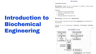 Introduction to Biochemical Engineering1 Explained Biochemical amp Bioprocess Engineering [upl. by Nayek729]