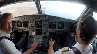 A320 landing on Heraklion LGIR Cockpit view landing rwy 27 [upl. by Mezoff]