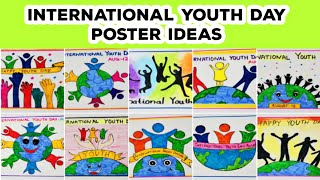 International Youth day drawing  Youth day Drawing ideas  Happy Youth day Poster drawings [upl. by Gerti]