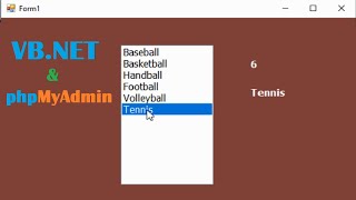 VBnet Retrieve data from phpmyadmin database and get a value of a selecteditem in a listbox [upl. by Gilbertina]