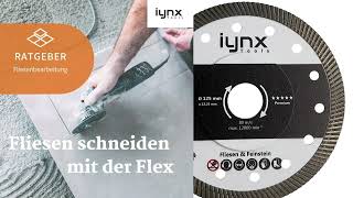 Fliesen schneiden mit der Flex Winkelschleifer und einer 125 mm Trennscheibe für Fliesen [upl. by Rednirah]