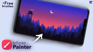 Infinite Painter Tutorial  How to draw beautiful landscapesilhouette step by step for Beginners 🎨✊ [upl. by Saucy]