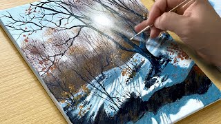 How to Draw a Winter Morning  Acrylic Painting for Beginners [upl. by Luap683]